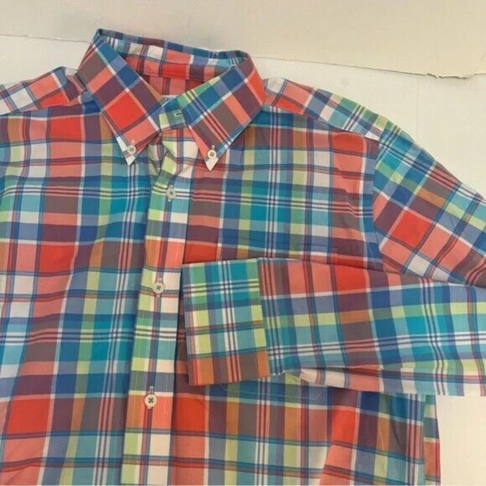 Southern Tide Classic Fit Plaid Cotton Long‎ Sleeved Button Down size Small